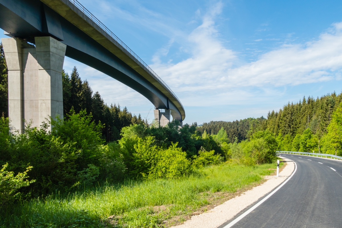 Motorway Bridge and Country Road Black Forest Germany
